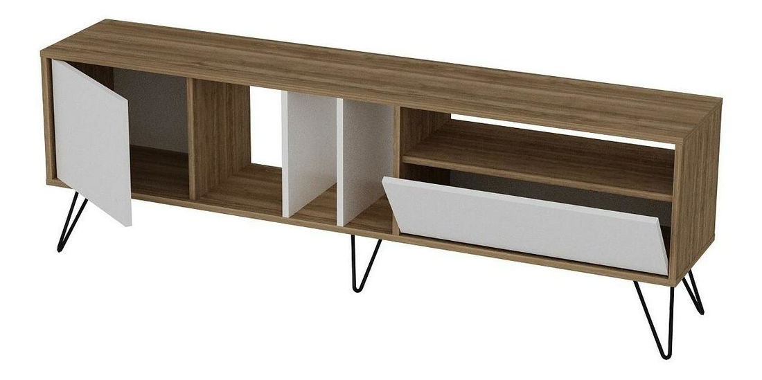 TV asztal/szekrény Mistique 180 (dió + fekete + fehér) 