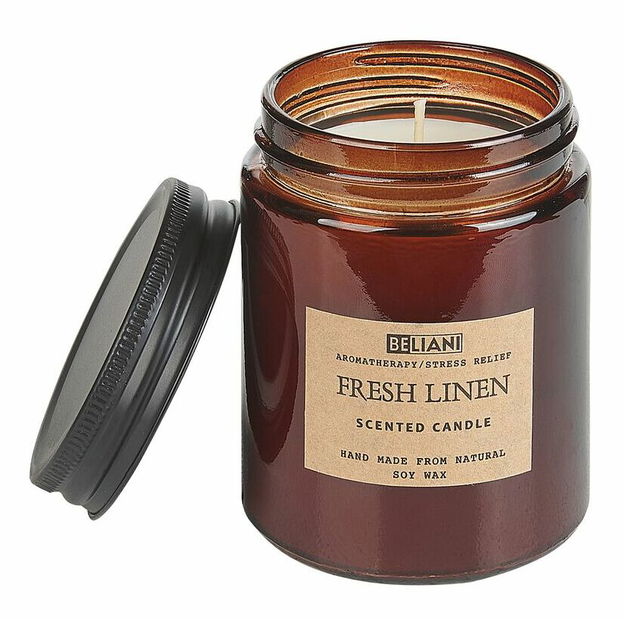 Lumânare din ceară de soia , difuzor cu bețișoare cu parfum proaspăt de rufe Ember (maro)