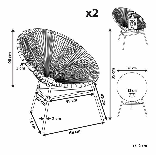 Set 2ks. stoličiek Alvarez (béžová)
