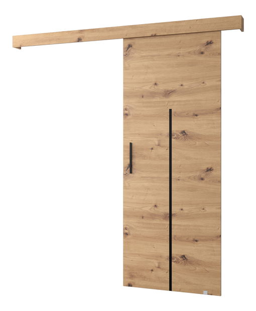 Posuvné dvere 90 cm Sharlene X (dub artisan + čierna matná + čierna)