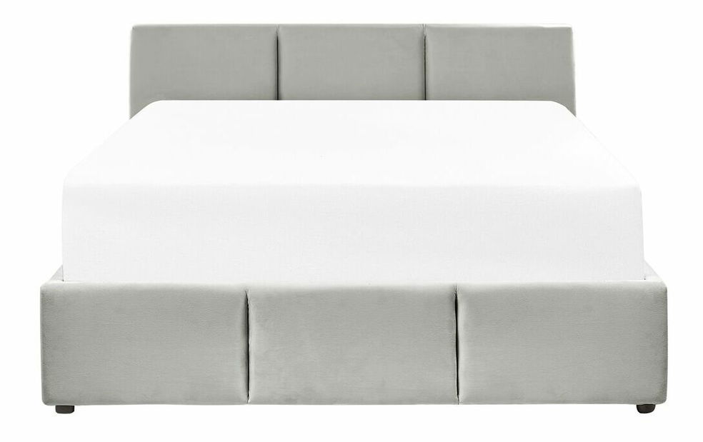 Pat matrimonial 140 cm Belize (gri deschis) (cu somieră) (cu sp. depozitare)