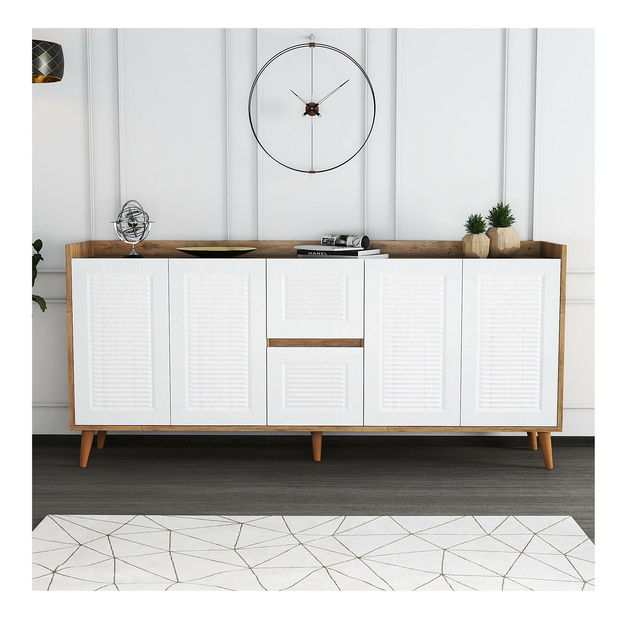 Konzolový stolík Pavelu 2 (biela + natural) 