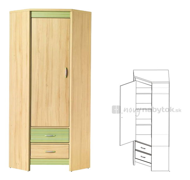 Rohová šatníková skriňa Codi CD/10