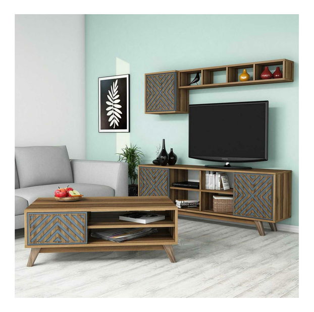 Set za dnevni boravak Inge (orah + plava)