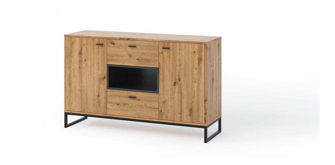 Komoda Oliver K2D2SZ (dub artisan + čierna matná)