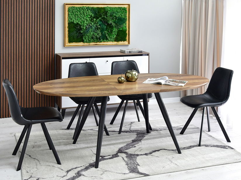 Masă de sufragerie Lisbon (nuc + negru)