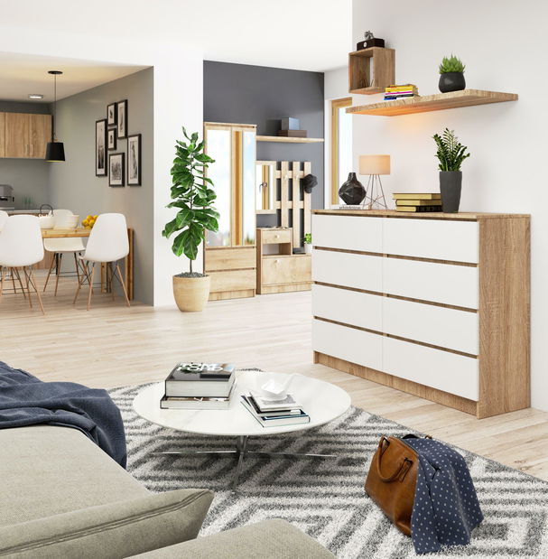 Comodă Keanu III (stejar sonoma + Alb)