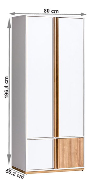 2-Dverová šatníková skriňa Korin E1