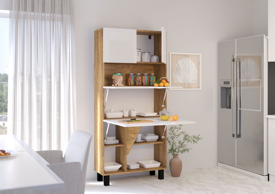 PC stolić Home (bijela sjajna + hrast burgund)