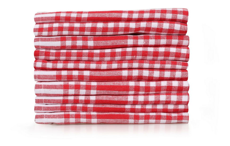 Set kuhinjskih krpa (10 kom.) Klarisa (crvena svijetla + bijela)
