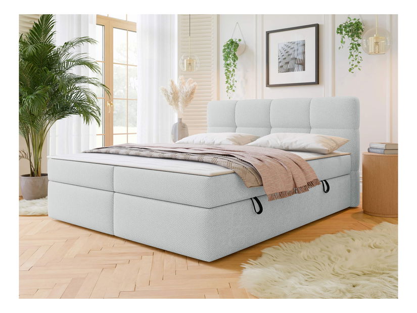 Manželská posteľ 160 cm Mejaso (svetlosivá) (s roštom a matracom) (s úl. priestorom)