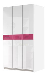 Ormar za garderobu Paralia PD6 (bijela + bijela sjajna + ružičasta sjajna)