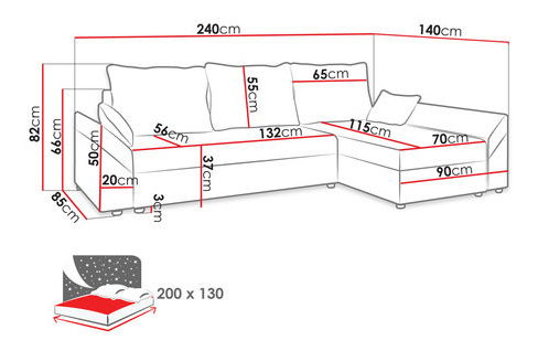 Colțar Poltosa (gri maro + negru)