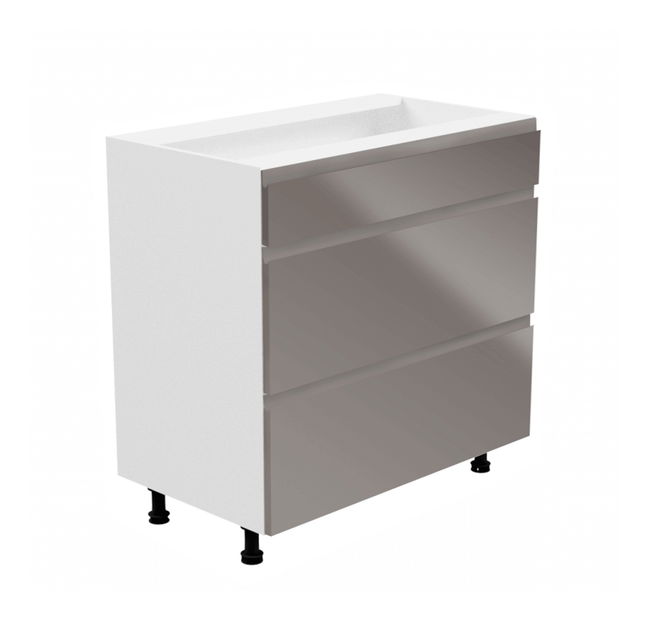 Dulap inferior de bucătărie D80S3 Aurellia (Alb + Gri lucios)