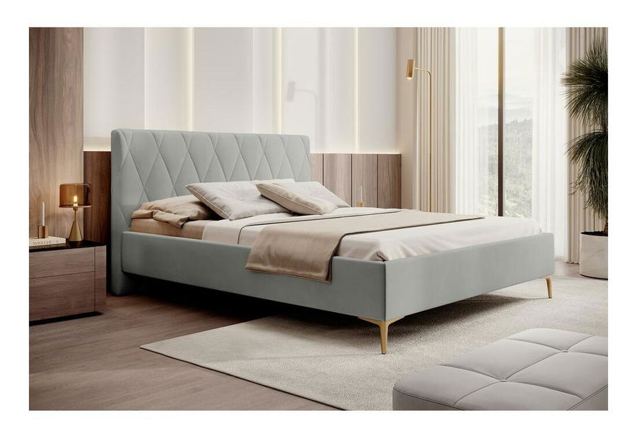 Pat matrimonial 140 cm Tikka 140 (gri + auriu)