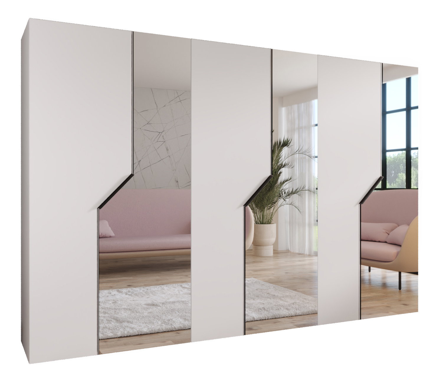 Dulap de haine Alaris 2 300 (alb + negru) (cu oglindă)