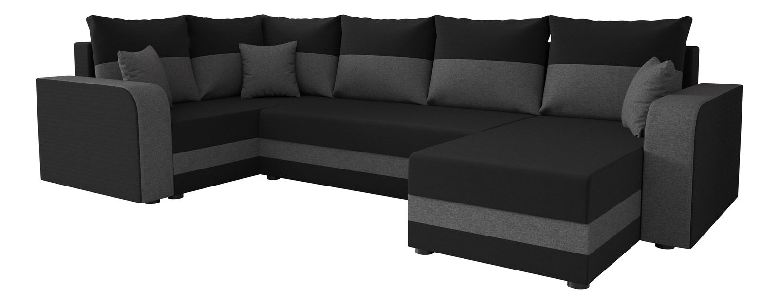 Kutna garnitura u obliku slova U Harmony Long (crna + tamnosiva) (L)