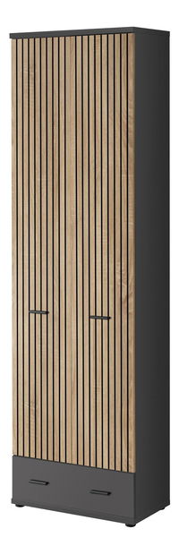Dulap de haine Mablo (antracit + stejar artisan + negru)