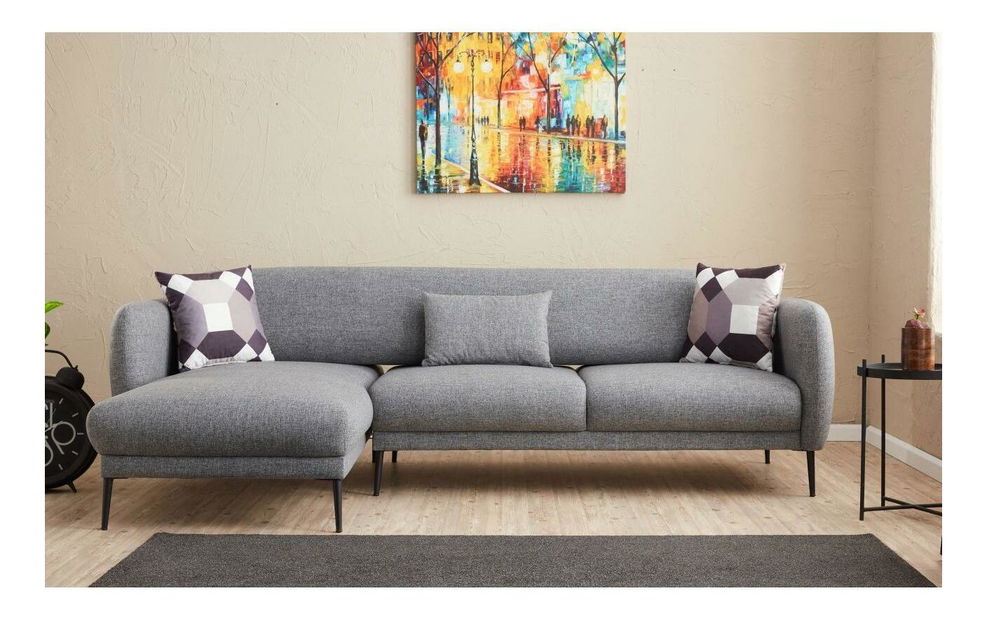 Rohová sedačka Victory (L) (sivá + čierna)