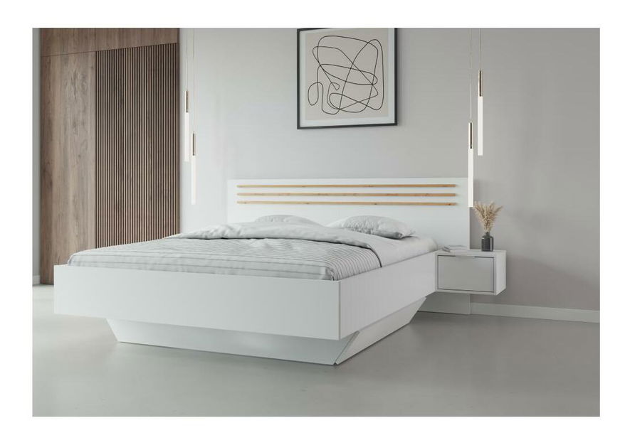 Set postel a 2 ks nočných stolíkov Frens (biela + dub artisan)