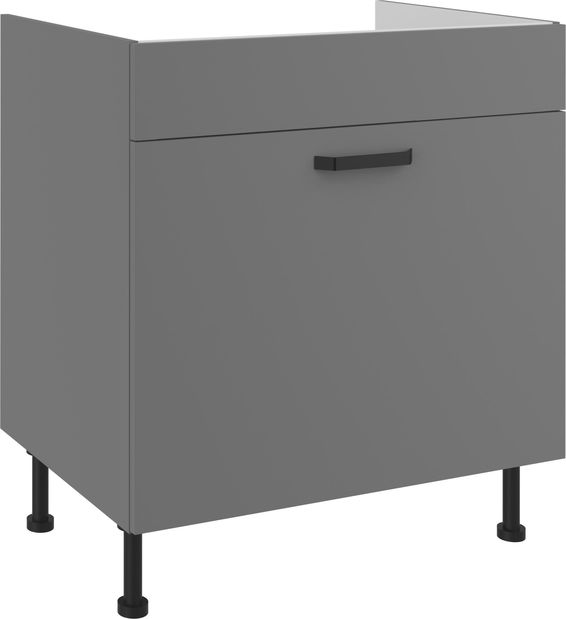 Dulap inferior de bucătărie pod drez Nesia 80 ZL 1S BB (Cadru: antracit + front: antracit)