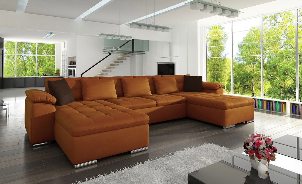 Rohová sedacia súprava Wicenzota (medená + čokoládová)