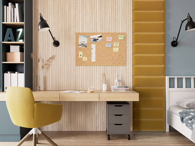 Set 12 tapeciranih panela Quadra 50x240 cm (boja senfa)