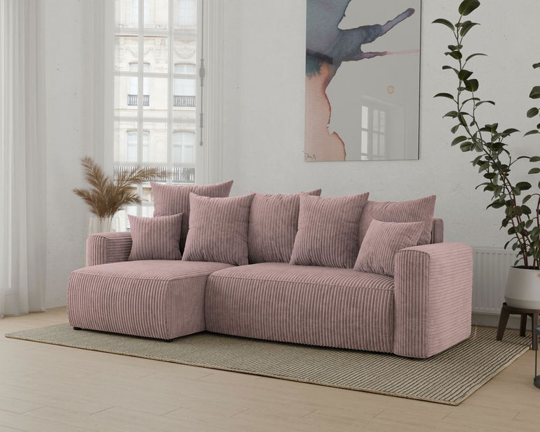 Rohová sedačka Denia (L) (púdrovo ružová)