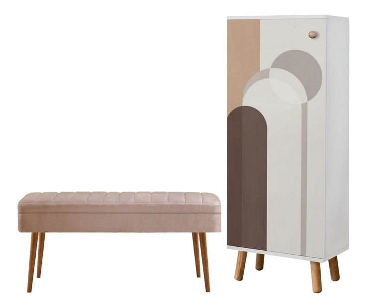 Set za predsoblje Beside 45 (bijela + kamen)