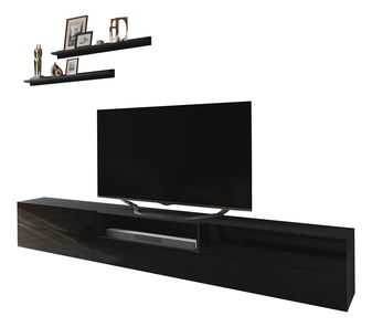 Mobilier living Berny 28 (negru + negru lucios)