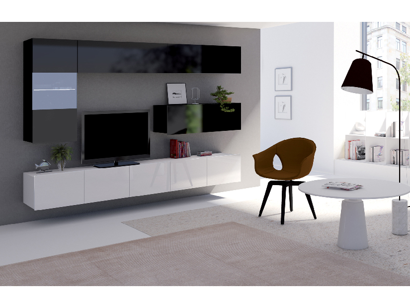 Mobilier living Calabria C4 (Negru + Alb) (fără iluminat)