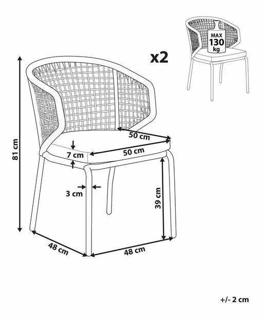 Set 2 buc. scaune de grădină Pali (gri)
