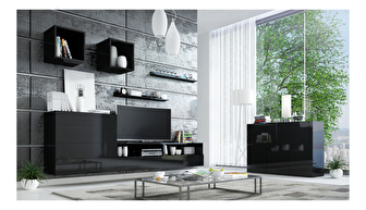 Mobilier living Berny 50 (Negru + Negru lucios)