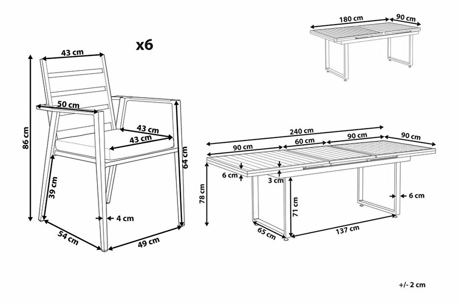 Set mobilier de grădină Valerian/Tavia (Negru + gri) 