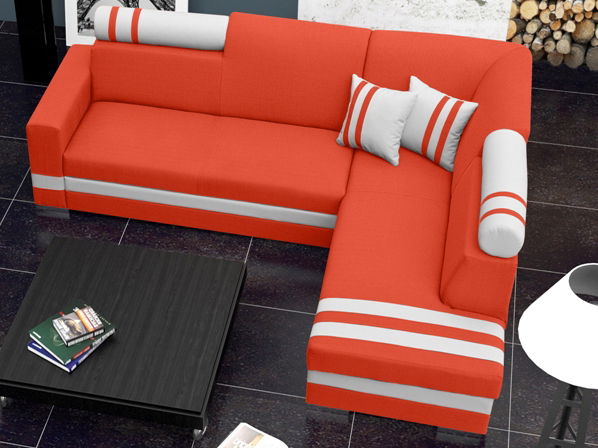 Sarok kanapé Raisa (narancssárga + fehér) (J)