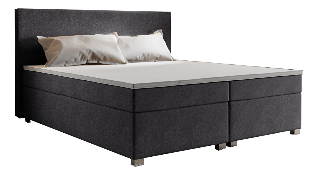 Bračni krevet Boxspring 160 cm Simon (tamnosiva) (s madracem, bez prostora za odlaganje) *rasprodaja