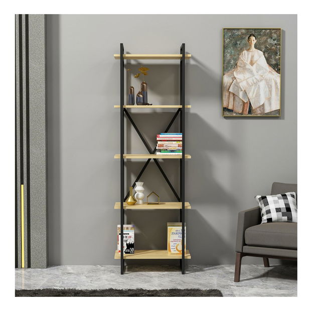 Regál Ladepe 1 (dub + čierna) 