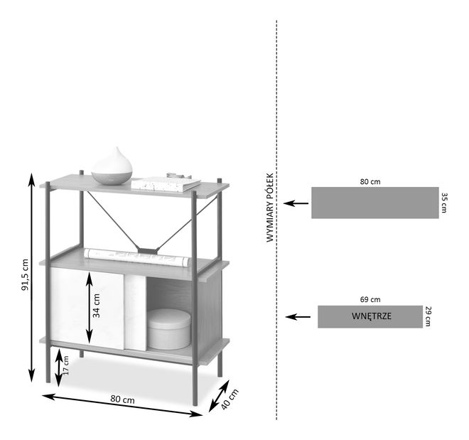 Raft Almasa A2 (stejar + negru)