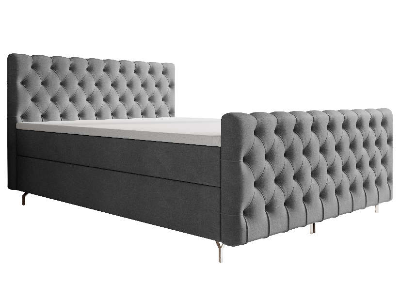 Egyszemélyes ágy 120 cm Clinton Comfort (sötétszürke) (ágyráccsal, tárolóhellyel)
