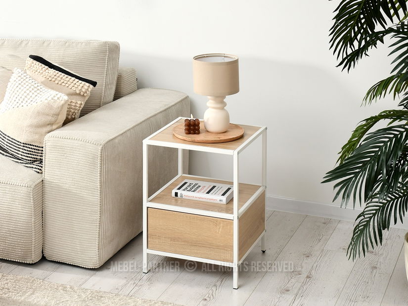 Noptieră Soren Ns (sonoma + alb)