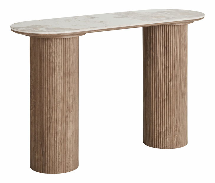 Konzolový stolík Alomeria 6 (biela + hnedá)