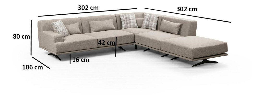 Kutna garnitura Bentelona (L) (bež + crna)