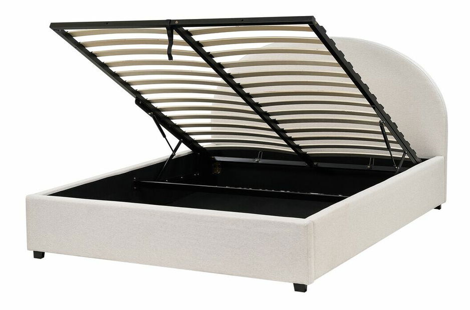 Pat matrimonial 160 cm Verena (bej deschis) (cu somieră și sp. depozitare)