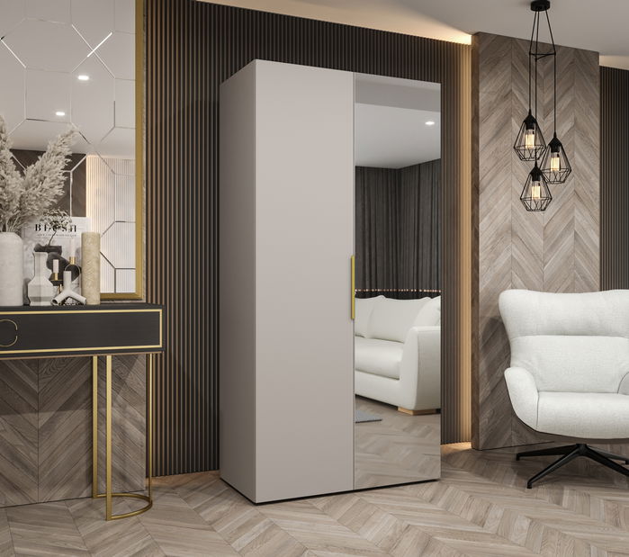 Dulap de haine 100 cm Mirabella 2 (Cașmir + Auriu)