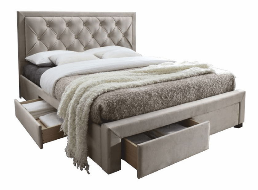 Franciaágy 180 cm Orford (ágyráccsal) (szürkés-barna)