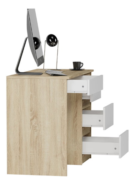 PC stol Noxar (hrast sonoma + bijela) (D)