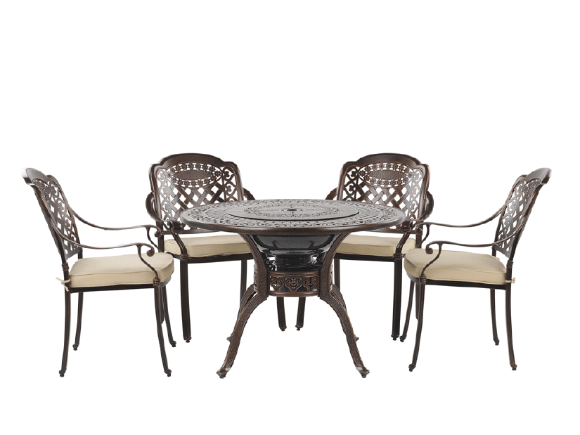 Set pentru grădină MENEF (cu grătar) (maro închis) (pentru 4 persoane)