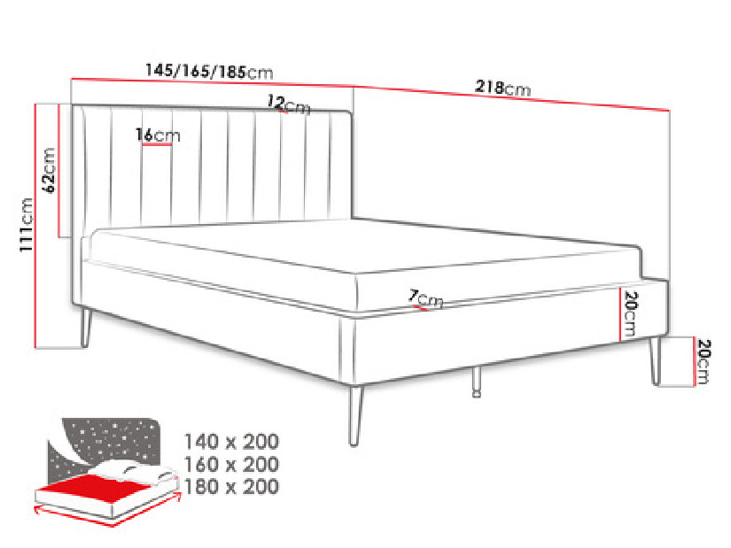 Manželská posteľ 160 cm Bob (sivá) (s roštom)