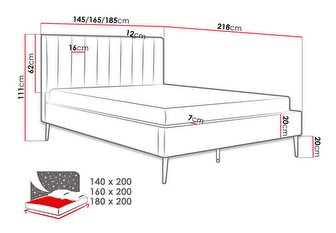 Manželská posteľ 160 cm Bob (sivá) (s roštom)