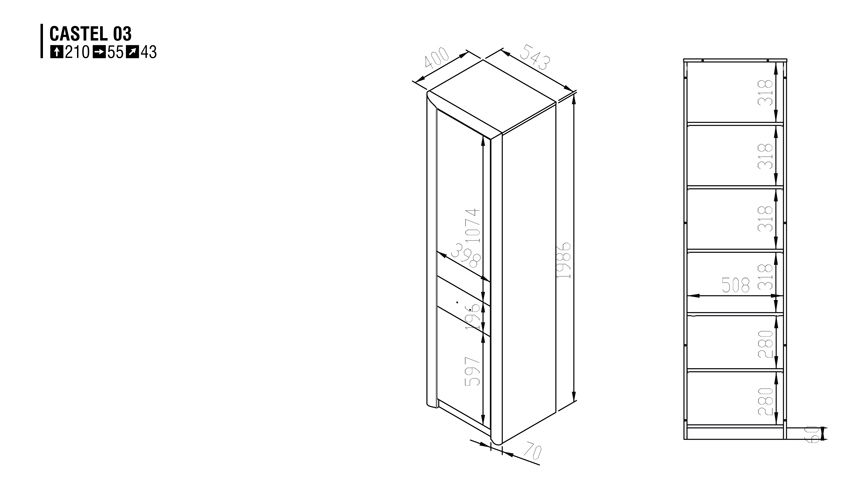 Policová skriňa Jord 3 (P)